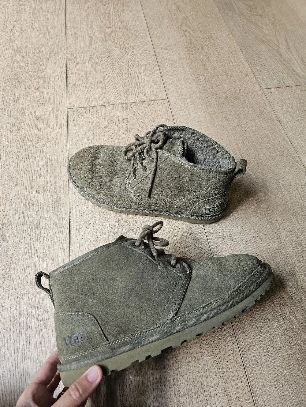 UGG Neumel Moss Green Olive Lace Up Chukka Boots Womens 10